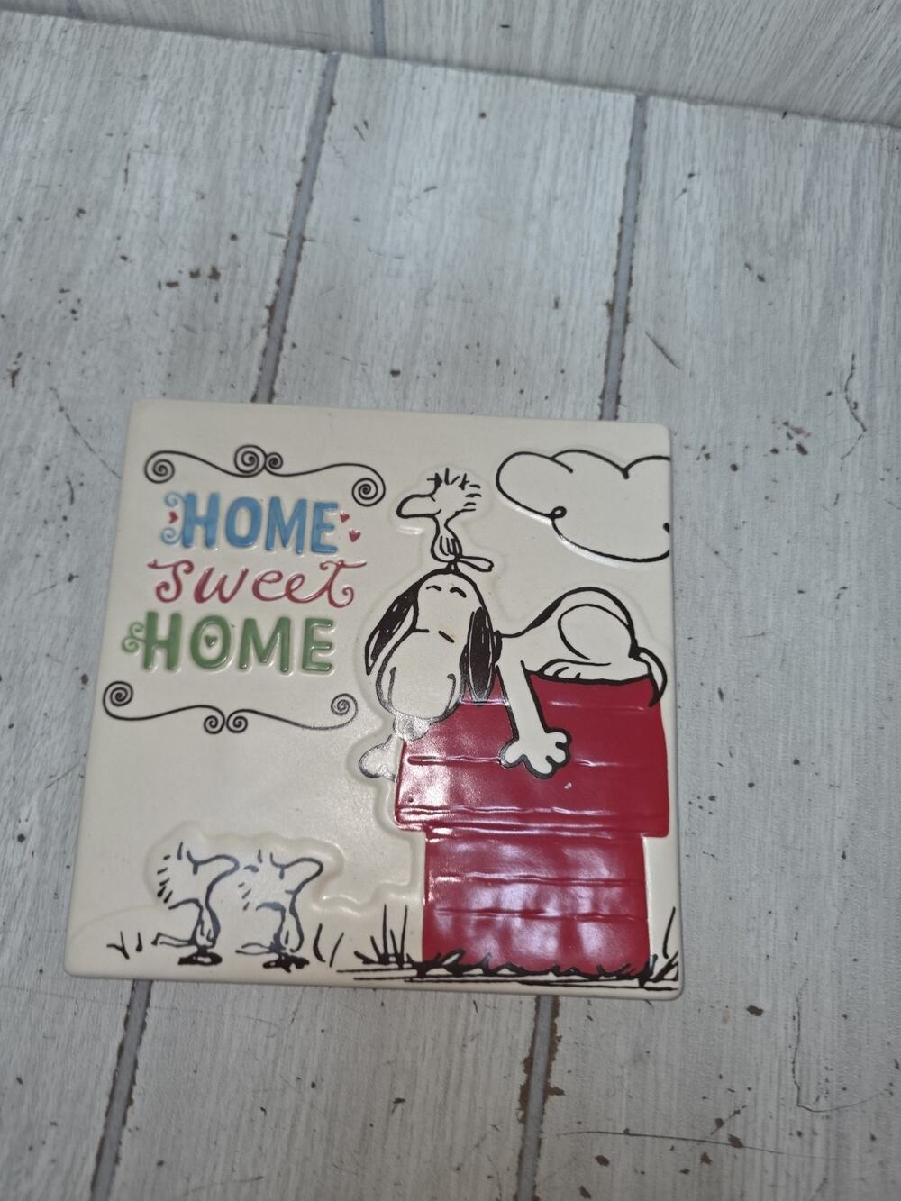 Vintage Hallmark Peanuts Snoopy Ceramic Tile Trivet/Plaque Cartoon Nostalgia